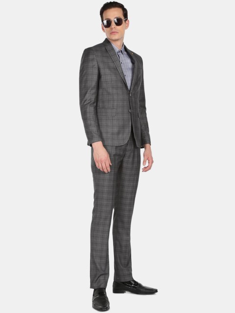 AD By Arvind Men Checked Tailored Fit Single-Breasted Formal Suit - Image 3