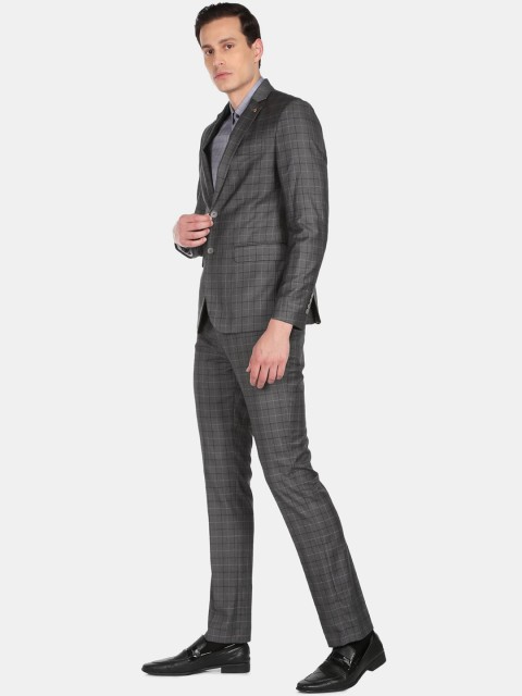 AD By Arvind Men Checked Tailored Fit Single-Breasted Formal Suit - Image 4