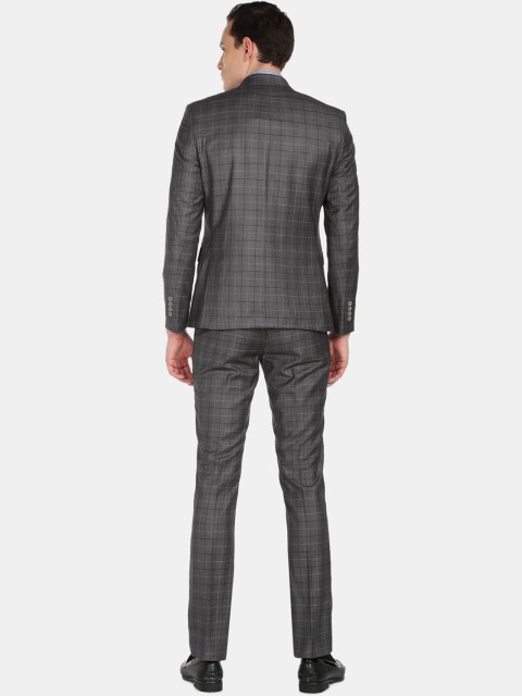 AD By Arvind Men Checked Tailored Fit Single-Breasted Formal Suit - Image 5