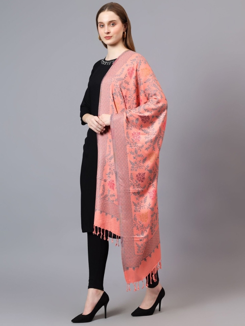 Mizash Floral Woven Design Woollen Shawl - Image 3