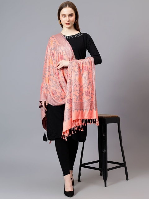 Mizash Floral Woven Design Woollen Shawl - Image 5