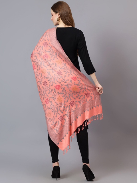 Mizash Floral Woven Design Woollen Shawl - Image 4