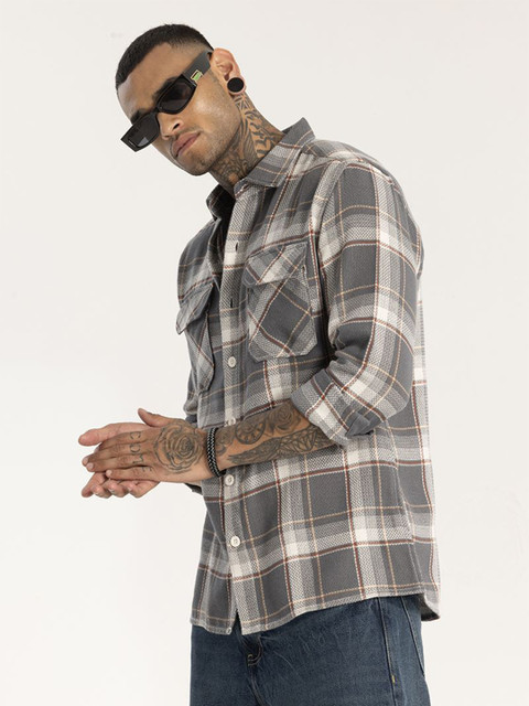 Snitch Men Smart Slim Fit Tartan Checks Opaque Checked Casual Shirt