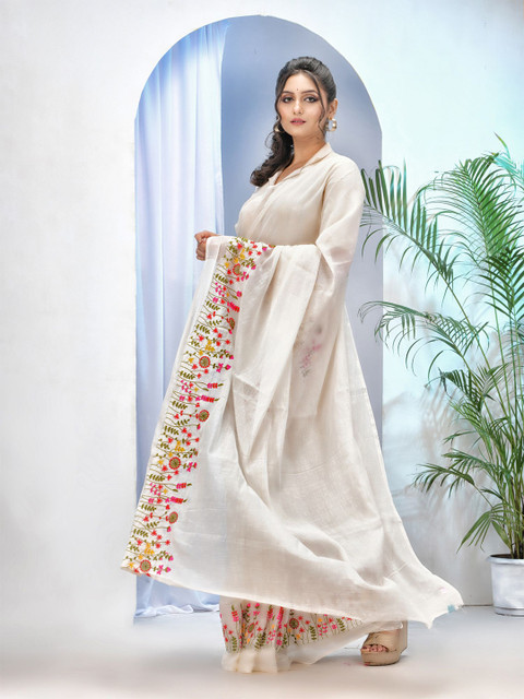 DESH BIDESH Floral Embroidered Saree - Image 3