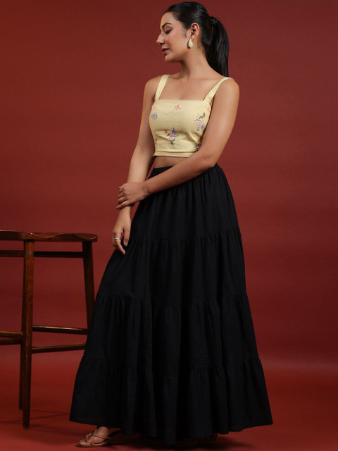 anayna Women Pure Cotton Flared Maxi Skirt - Image 3