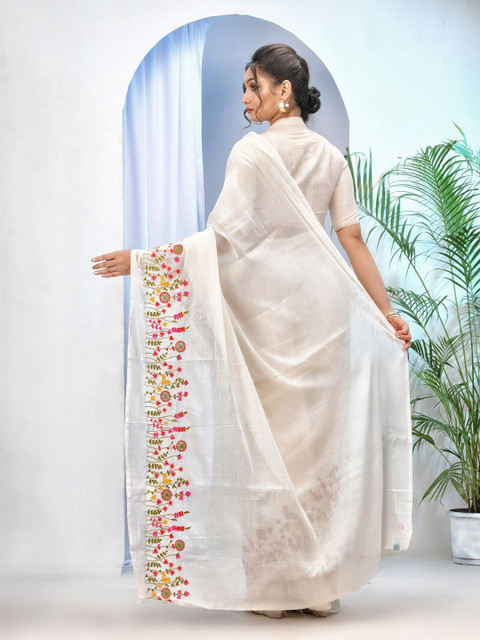 DESH BIDESH Floral Embroidered Saree - Image 4