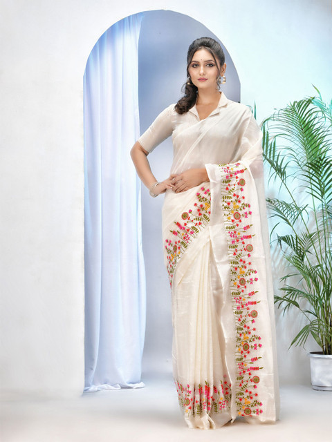 DESH BIDESH Floral Embroidered Saree - Image 2