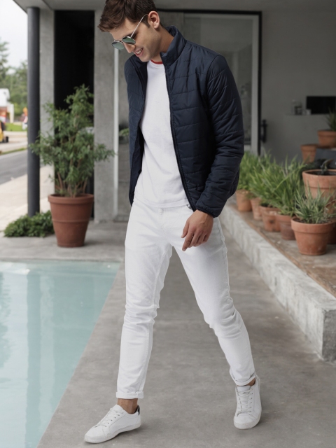 Mast & Harbour Men Navy Blue Solid Puffer Jacket