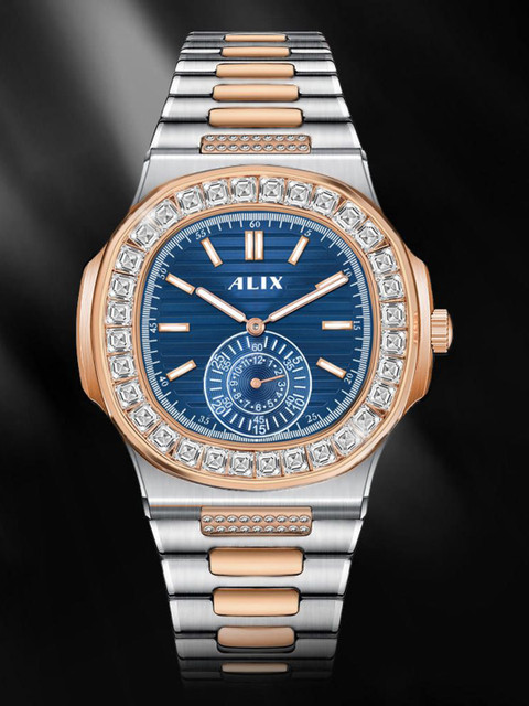 ALIX Unisex Embellished Dial & Bracelet Style Straps Analogue Chronograph Watch AL3053 SRGBE