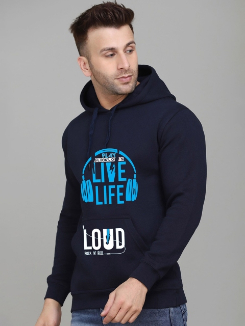 SLOWLORIS Men Typography Printed Hooded Sweatshirt - Image 4