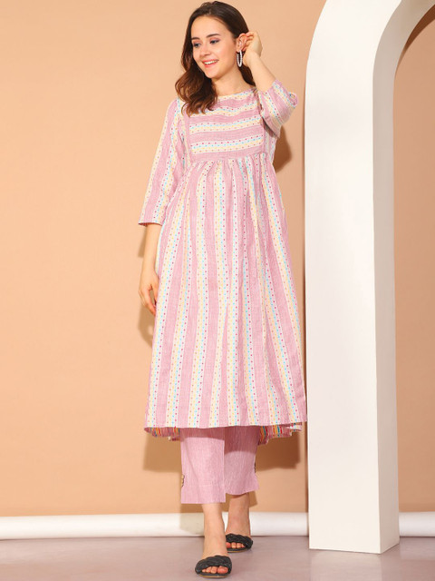 Moms Maternity Ethnic Motifs Printed Indie Florals Khadi Maternity Anarkali Kurta