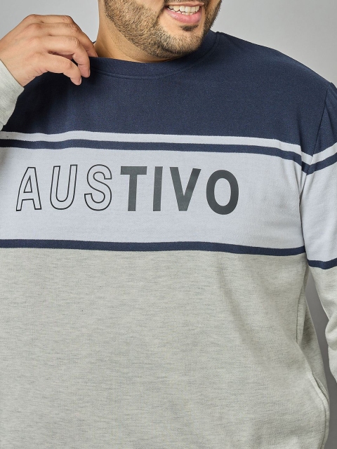 AUSTIVO Men Plus Size Striped Sweatshirt - Image 2