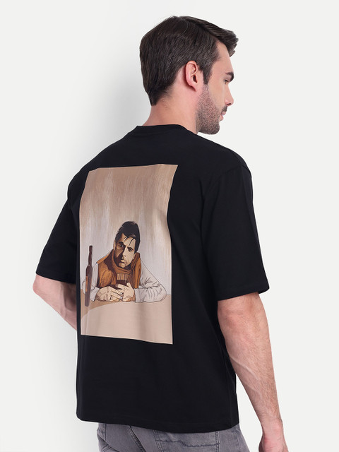 BOLLYWOO.OOO Unisex Bio Finish Typography Printed Round Neck Cotton Oversized T-Shirt