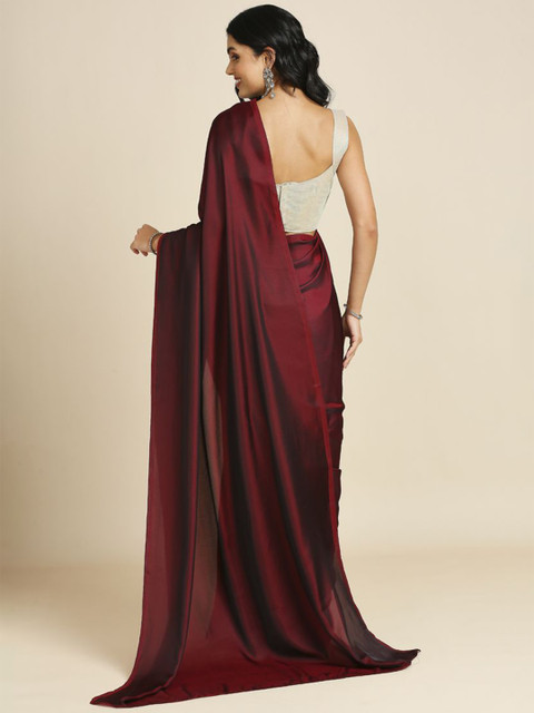 ASISA Solid Satin Saree With Blouse Piece - Image 4