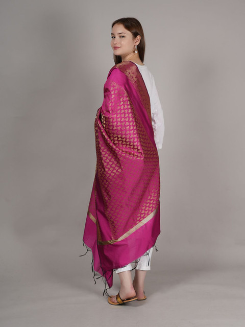 MUFFLY Woven Design Dupatta with Zari - Image 5