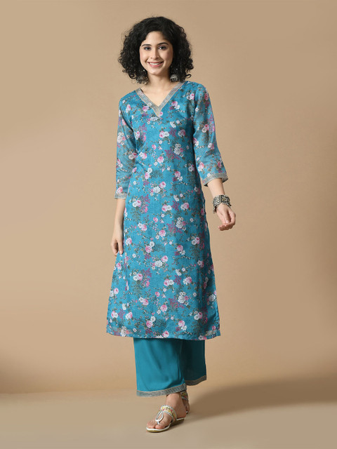 Sangria Floral Printed A-Line Kurta