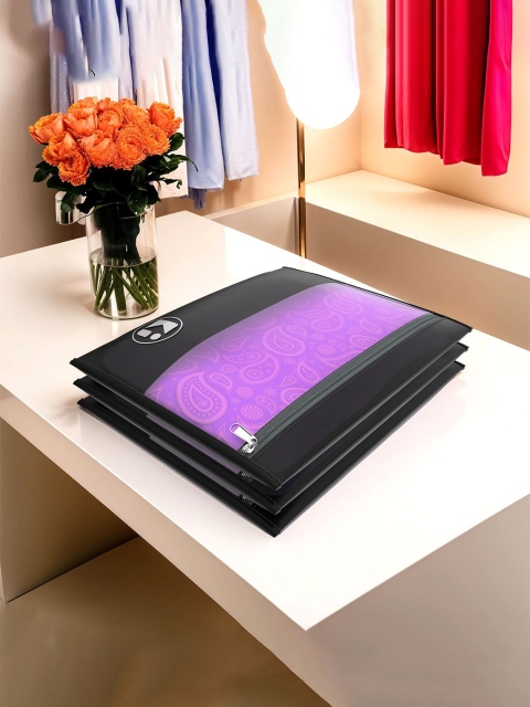 Kuber Industries Black & Transparent 3 Pieces Waterproof Clothes Organisers
