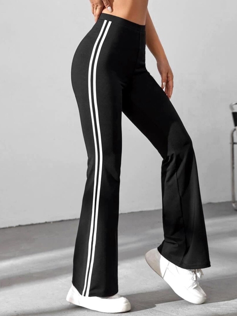 Stylecast X Slyck Solid Pattern Flared Track Pant