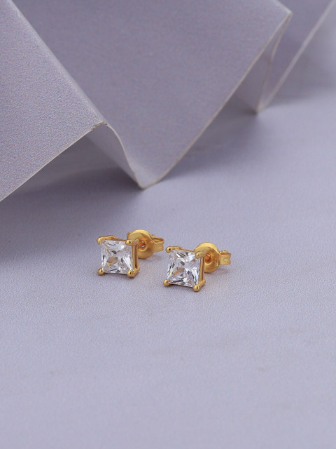 Carlton London 18kt Gold-Plated CZ Square Studs