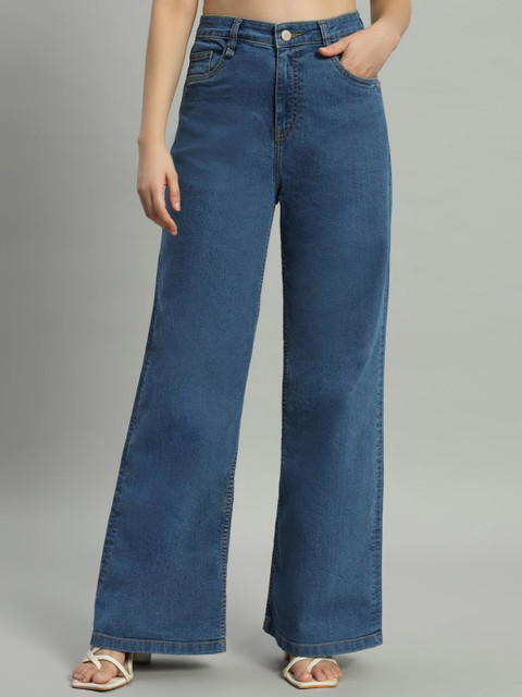 GUTI Women Wide Leg High-Rise Stretchable Jeans