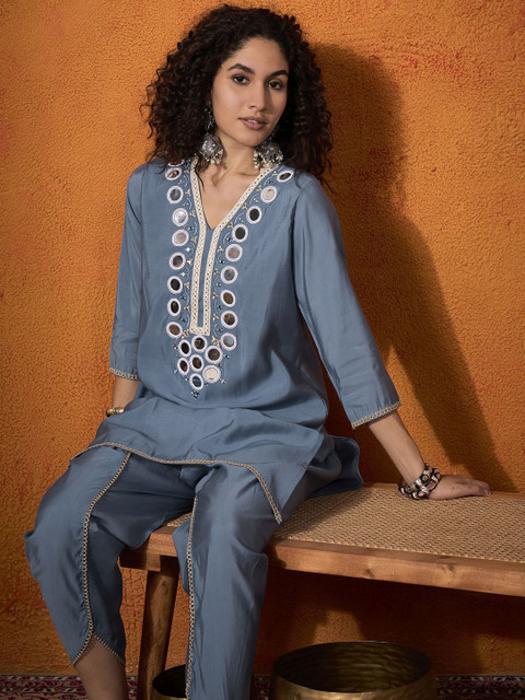 Sangria Embroidered Tunic With Trouser Co-Ords - Image 7