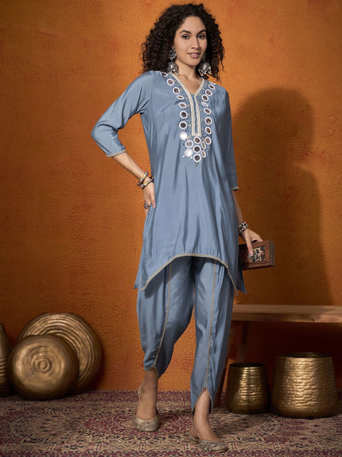 Sangria Embroidered Tunic With Trouser Co-Ords - Image 4