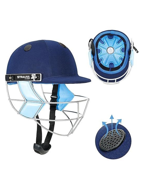STRAUSS Steel Grill Cricket Helmet With Adjustable Straps