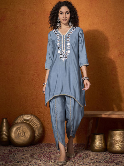 Sangria Embroidered Tunic With Trouser Co-Ords - Image 2