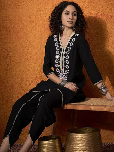 Sangria Embroidered Tunic With Trouser Co-Ords