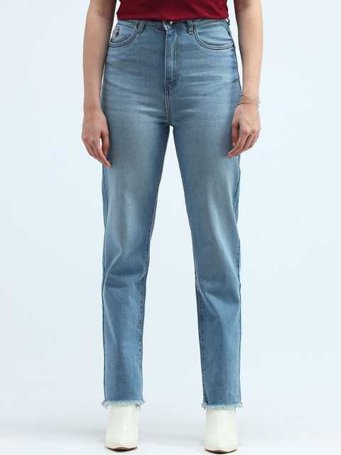 U.S. Polo Assn. Women Women Straight Fit High-Rise Light Fade Stretchable Jeans
