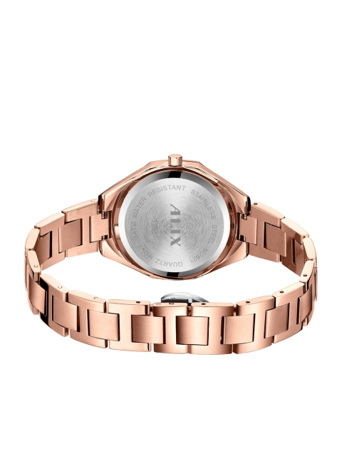 ALIX Women Brass Embellished Dial & Stainless Steel Bracelet Style Straps Analogue Watch AL2531 RGRG - Image 3