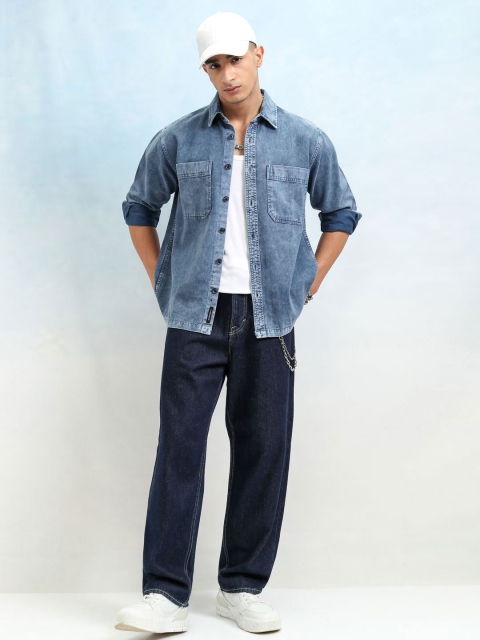 HIGHLANDER Men Regular Collar Long Sleeve Utility Pocket Oversized Overshirt - Image 6