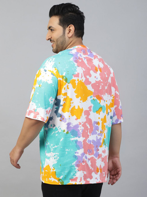 VEIRDO Plus Size Mickey Mouse Tie & Dye Printed Pure Cotton Oversized Holi T-shirt - Image 6