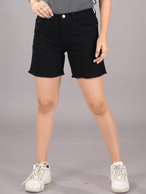 zayla Women Solid Denim Outdoor Denim Shorts