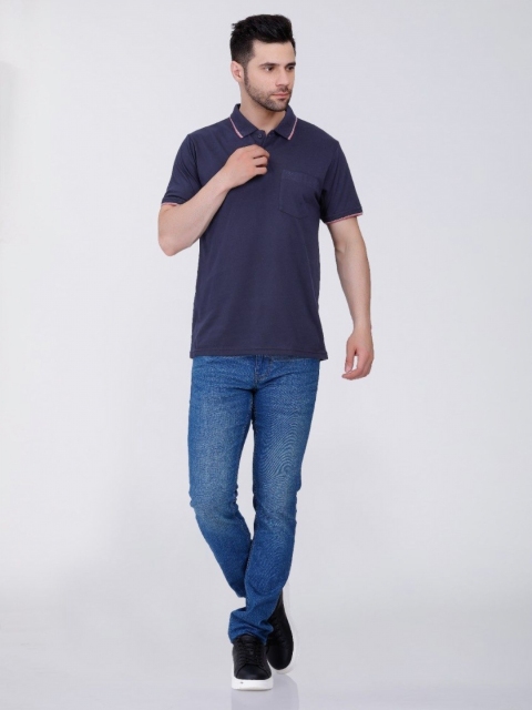 ARRAY Men Solid Polo Collar Cotton Relaxed Fit T-Shirt - Image 6