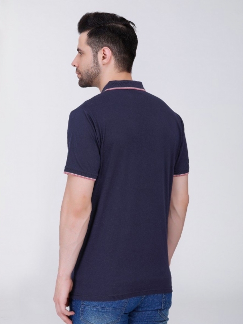 ARRAY Men Solid Polo Collar Cotton Relaxed Fit T-Shirt - Image 5