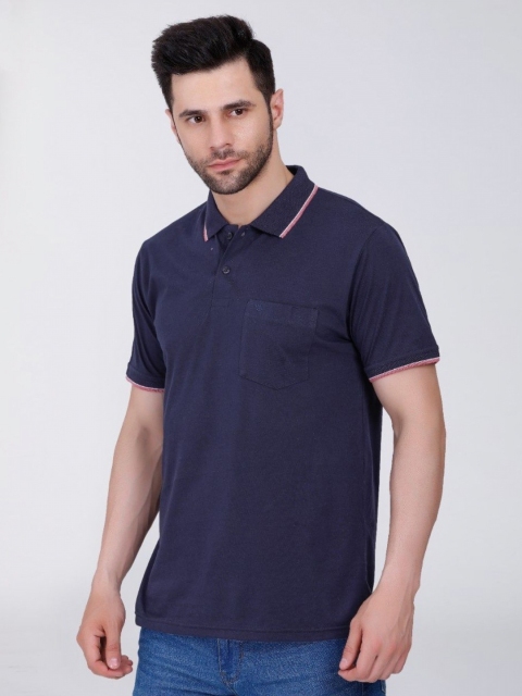 ARRAY Men Solid Polo Collar Cotton Relaxed Fit T-Shirt - Image 4