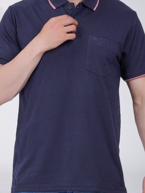 ARRAY Men Solid Polo Collar Cotton Relaxed Fit T-Shirt - Image 2