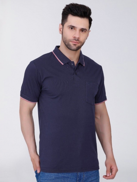 ARRAY Men Solid Polo Collar Cotton Relaxed Fit T-Shirt - Image 3