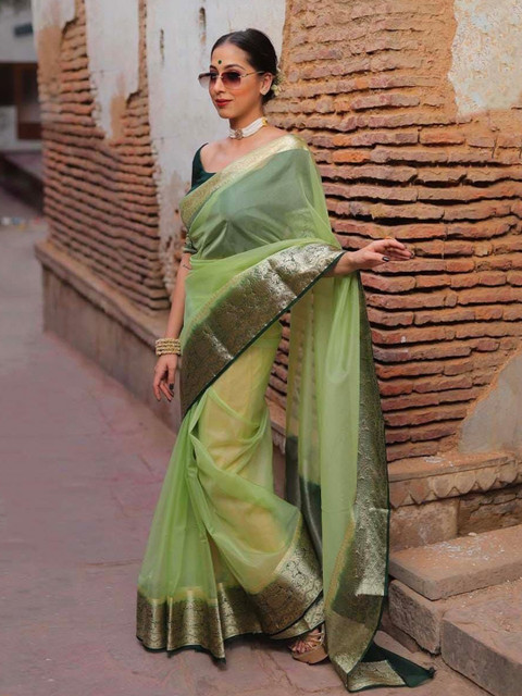 LeeliPeeri Designer Zari Organza Saree - Image 2
