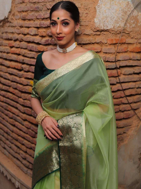 LeeliPeeri Designer Zari Organza Saree - Image 4