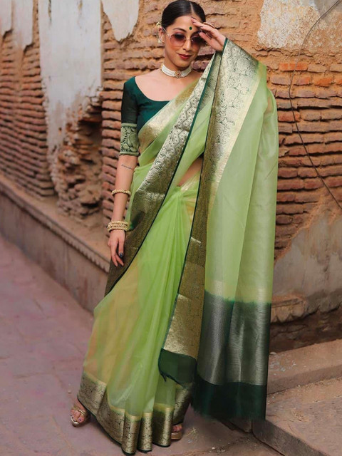 LeeliPeeri Designer Zari Organza Saree - Image 3