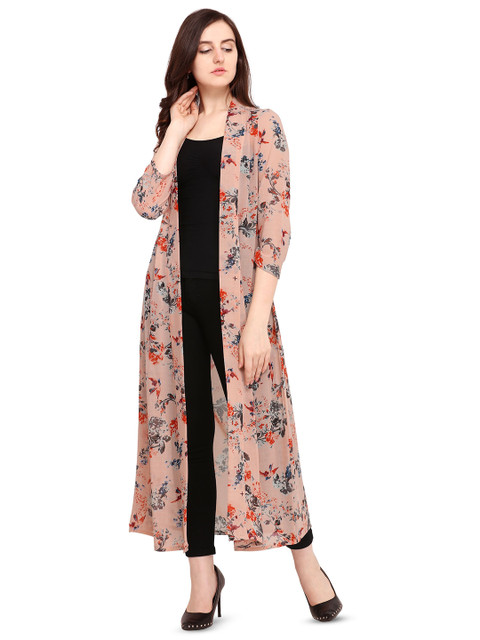 Murcia Floral Printed Open Front Longline Shrug