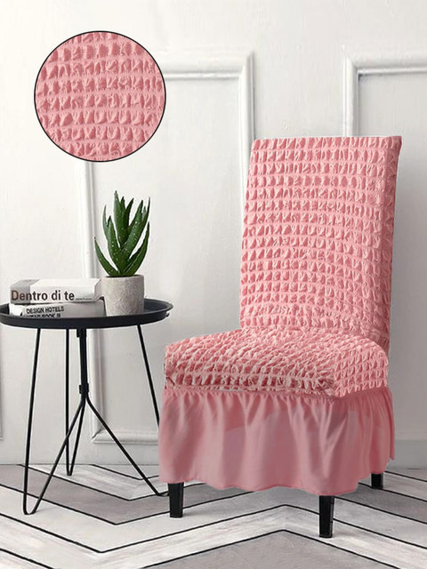 Cortina Pack Of 6 Bubble Textured Pink Chair Covers - Image 3