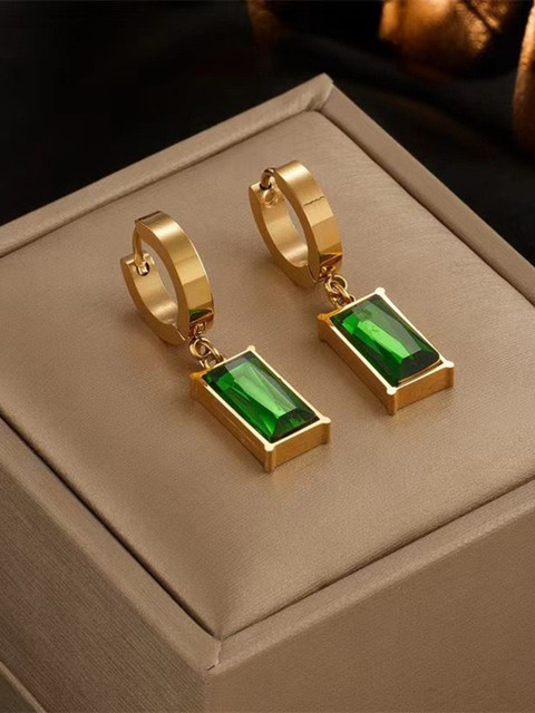 MYKI Gold-Plated Stainless Steel Cubic Zirconia Drop Earrings