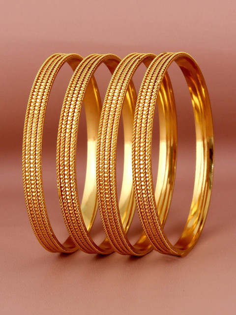 LUCKY JEWELLERY Set Of 4 18K Gold Plated Bangles