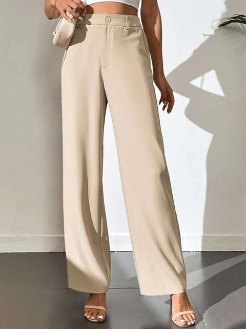 BROADSTAR Women Smart High-Rise Easy Wash Trousers