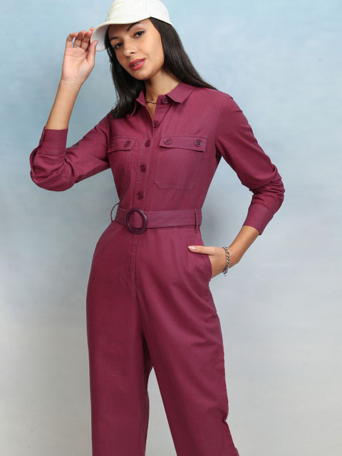 Tokyo Talkies Solid Basic Jumpsuit With Belt