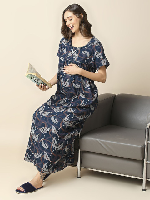 MomToBe Women Floral Printed Maxi Nightdress
