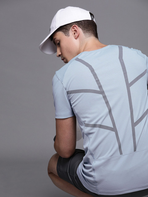 WROGN ACTIVE Men Blue & Grey Back Printed Round Neck...